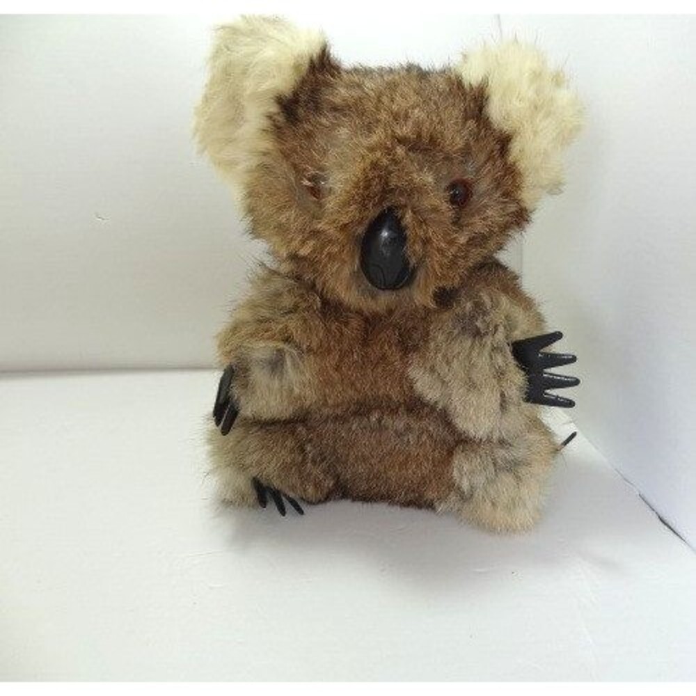 Vintage Real Fur Stuffed Koala Bear Animal Plush Realistic 9"